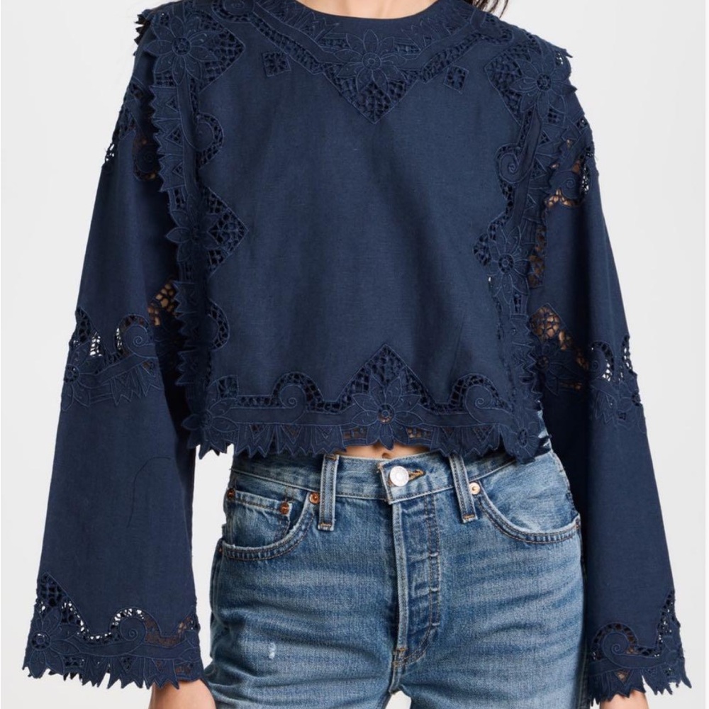 Sea New York Navy Lace Blouse